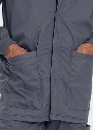 Landau Proflex Men's Knit Collar Snap Front Solid Scrub Jacket