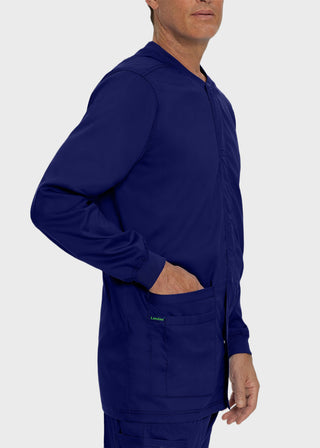 Landau Proflex Men's Knit Collar Snap Front Solid Scrub Jacket