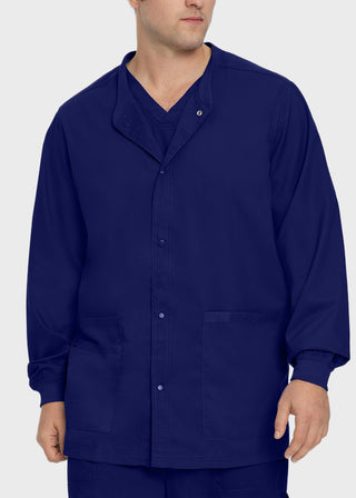 Landau Proflex Men's Knit Collar Snap Front Solid Scrub Jacket