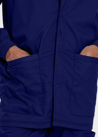 Landau Proflex Men's Knit Collar Snap Front Solid Scrub Jacket