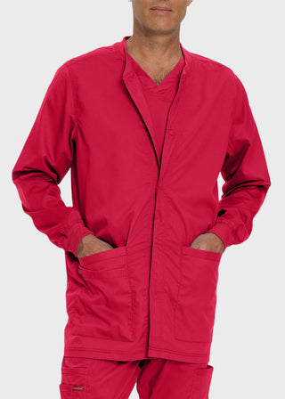 Landau Proflex Men's Knit Collar Snap Front Solid Scrub Jacket