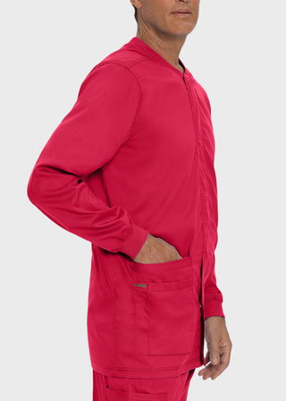 Landau Proflex Men's Knit Collar Snap Front Solid Scrub Jacket