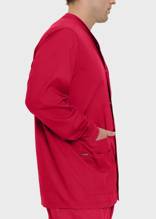 Landau Proflex Men's Knit Collar Snap Front Solid Scrub Jacket