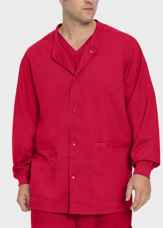 Landau Proflex Men's Knit Collar Snap Front Solid Scrub Jacket