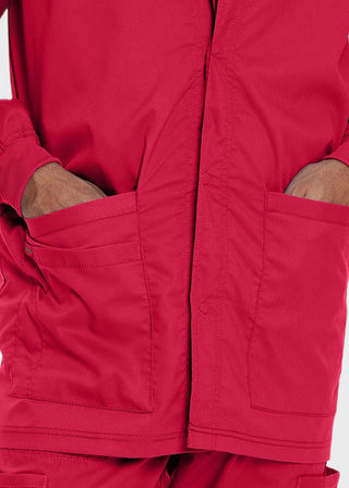 Landau Proflex Men's Knit Collar Snap Front Solid Scrub Jacket