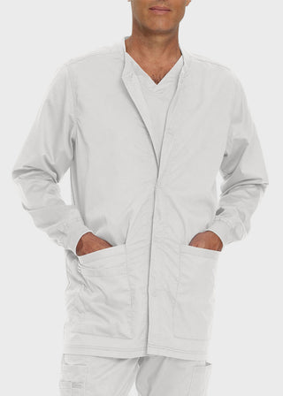 Landau Proflex Men's Knit Collar Snap Front Solid Scrub Jacket