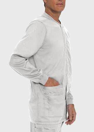 Landau Proflex Men's Knit Collar Snap Front Solid Scrub Jacket