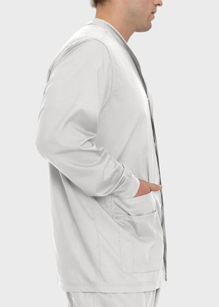 Landau Proflex Men's Knit Collar Snap Front Solid Scrub Jacket