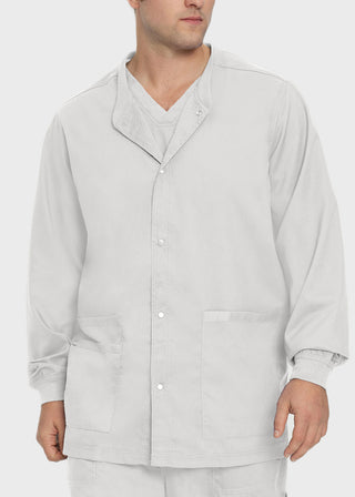 Landau Proflex Men's Knit Collar Snap Front Solid Scrub Jacket