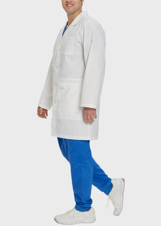 Landau Men Notebook Staff-Length White Lab Coat