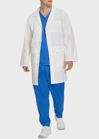 Landau Men Notebook Staff-Length White Lab Coat