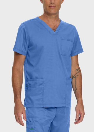 Landau Proflex Men's V-Neck Chest Pocket Solid Scrub Top