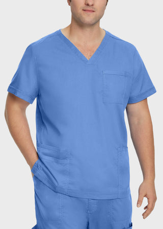 Landau Proflex Men's V-Neck Chest Pocket Solid Scrub Top