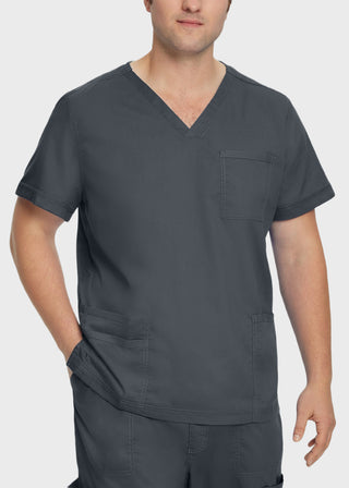 Landau Proflex Men's V-Neck Chest Pocket Solid Scrub Top