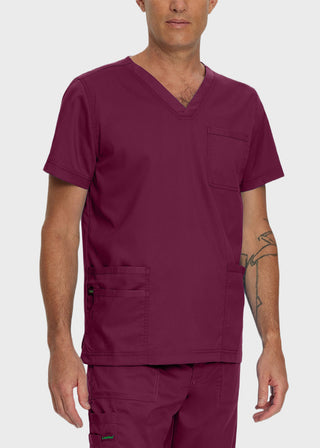 Landau Proflex Men's V-Neck Chest Pocket Solid Scrub Top