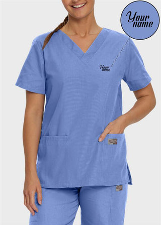 Free Embroidery Women's Double Pocket V-Neck Nursing Top