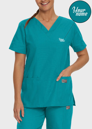 Free Embroidery Women's Double Pocket V-Neck Nursing Top