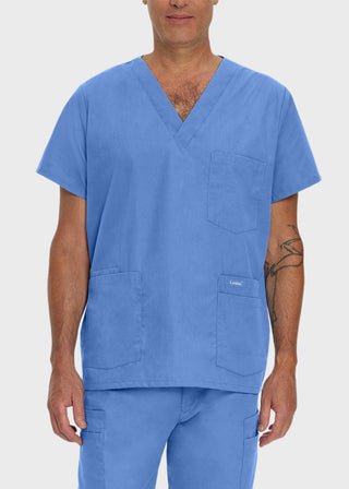 Landau Men's Five Pocket Solid Scrub Top