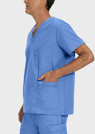 Landau Men's Five Pocket Solid Scrub Top