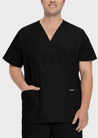Landau Men's Five Pocket Solid Scrub Top