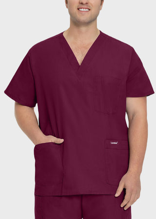 Landau Men's Five Pocket Solid Scrub Top