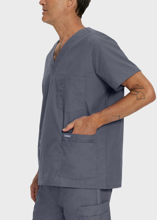 Landau Men's Five Pocket Solid Scrub Top