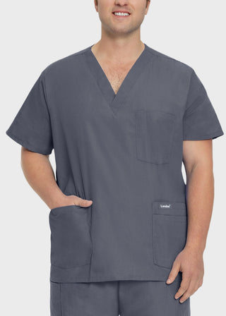 Landau Men's Five Pocket Solid Scrub Top