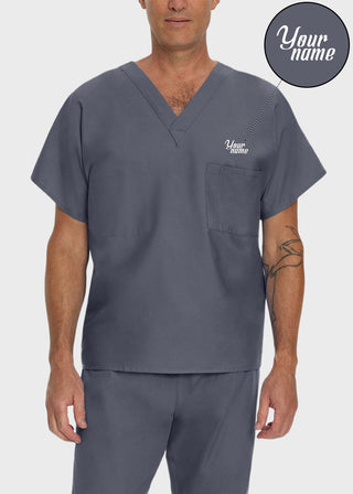 Free Embroidery Unisex V-Neck Reversible Scrub Top