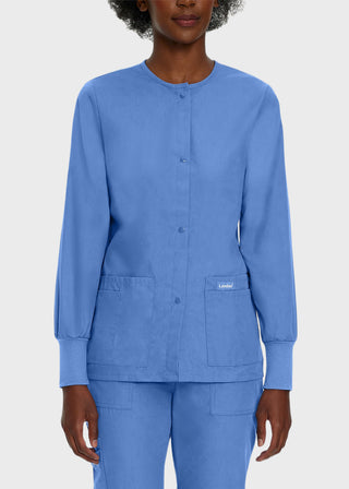 Landau Womens Four Pocket Crew Neck Nursing Scrub Jacket