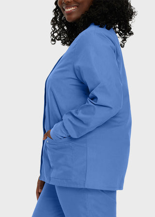 Landau Womens Four Pocket Crew Neck Nursing Scrub Jacket
