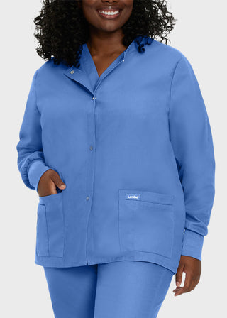 Landau Womens Four Pocket Crew Neck Nursing Scrub Jacket