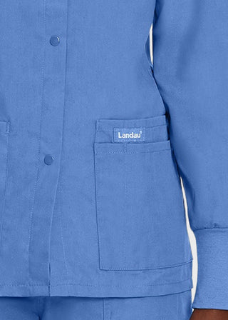 Landau Womens Four Pocket Crew Neck Nursing Scrub Jacket