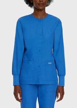 Landau Womens Four Pocket Crew Neck Nursing Scrub Jacket