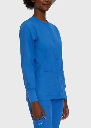Landau Womens Four Pocket Crew Neck Nursing Scrub Jacket