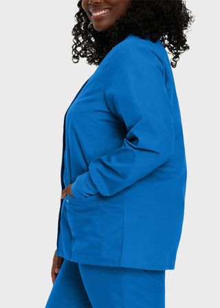 Landau Womens Four Pocket Crew Neck Nursing Scrub Jacket