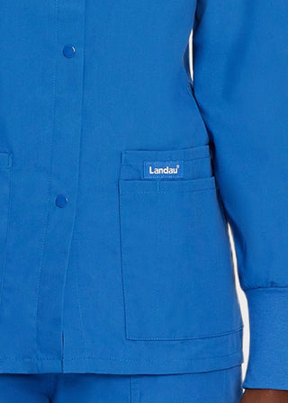 Landau Womens Four Pocket Crew Neck Nursing Scrub Jacket