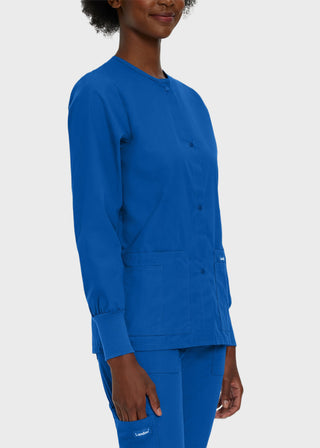Landau Womens Four Pocket Crew Neck Nursing Scrub Jacket