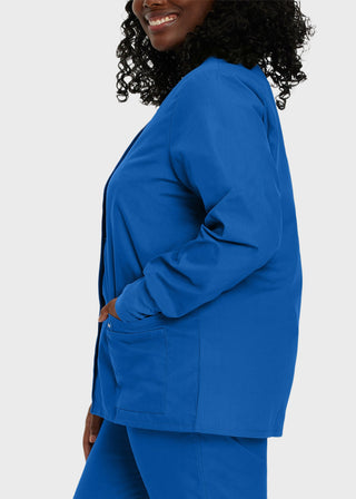 Landau Womens Four Pocket Crew Neck Nursing Scrub Jacket