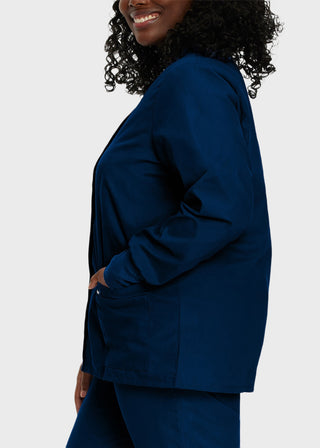 Landau Womens Four Pocket Crew Neck Nursing Scrub Jacket