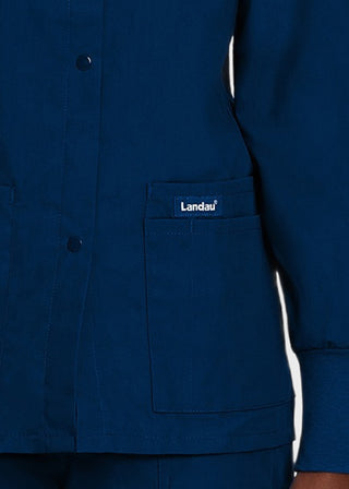 Landau Womens Four Pocket Crew Neck Nursing Scrub Jacket
