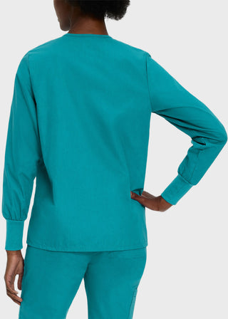 Landau Womens Four Pocket Crew Neck Nursing Scrub Jacket