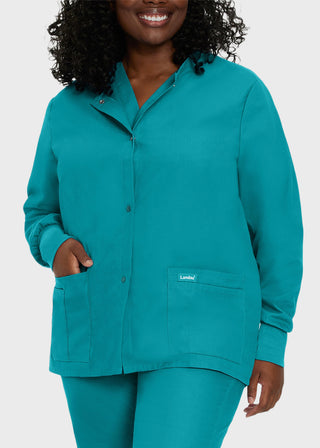 Landau Womens Four Pocket Crew Neck Nursing Scrub Jacket