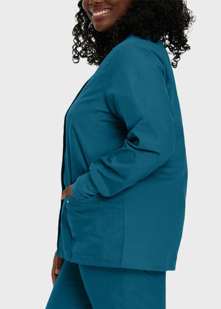 Landau Womens Four Pocket Crew Neck Nursing Scrub Jacket