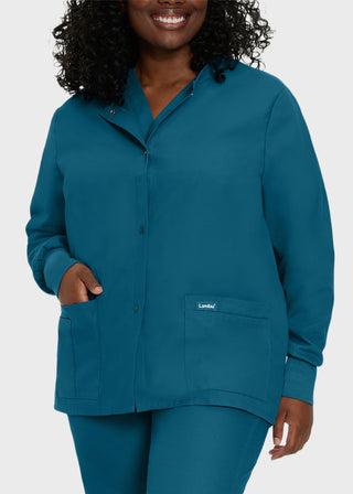 Landau Womens Four Pocket Crew Neck Nursing Scrub Jacket
