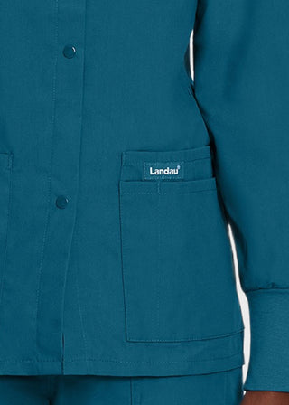 Landau Womens Four Pocket Crew Neck Nursing Scrub Jacket