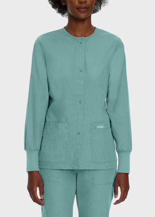 Landau Womens Four Pocket Crew Neck Nursing Scrub Jacket