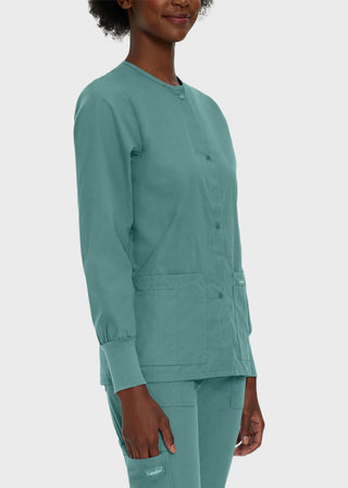 Landau Womens Four Pocket Crew Neck Nursing Scrub Jacket