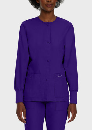 Landau Womens Four Pocket Crew Neck Nursing Scrub Jacket