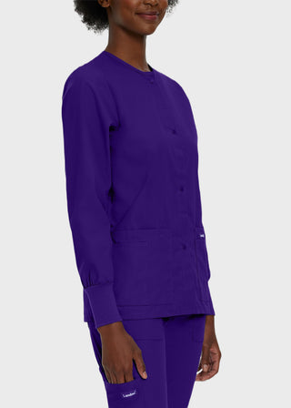 Landau Womens Four Pocket Crew Neck Nursing Scrub Jacket