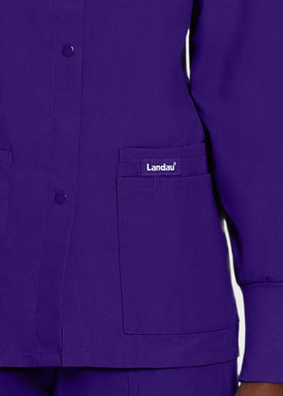 Landau Womens Four Pocket Crew Neck Nursing Scrub Jacket
